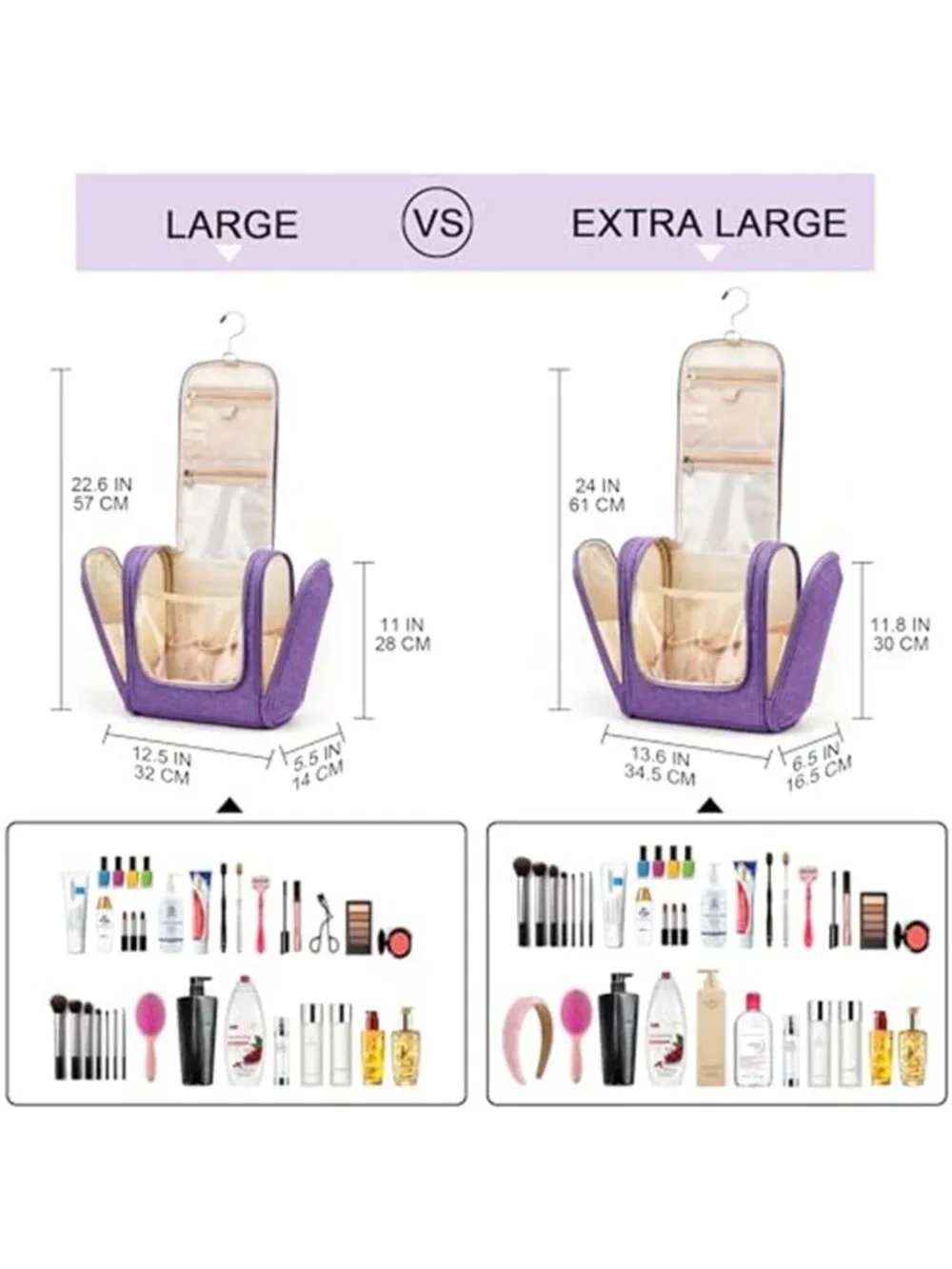 Travel Toiletry Bag Hanging Organizer Waterproof Cosmetic Makeup Bag Large Case